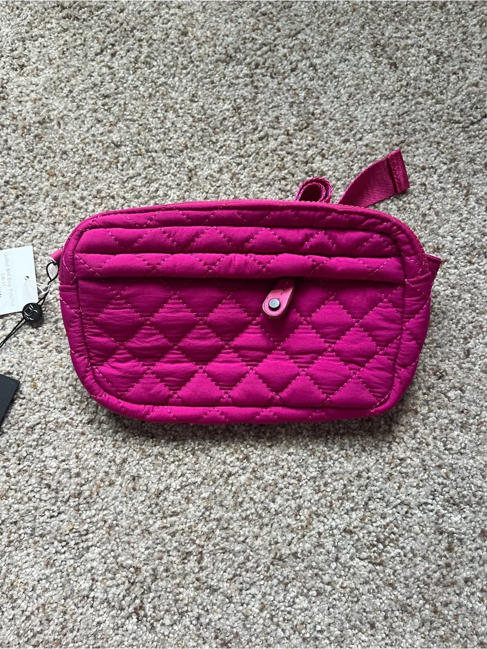 Hot Pink Quilted Crossbody Pouch - Unbranded
